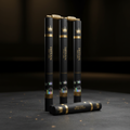 TITAN Crown Edition Cricket Stumps Bails Set Matte Black Gold