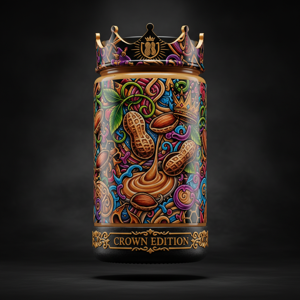 TITAN Peanut Butter Classic Creamy — Crown Edition bold tattoo-style artwork
