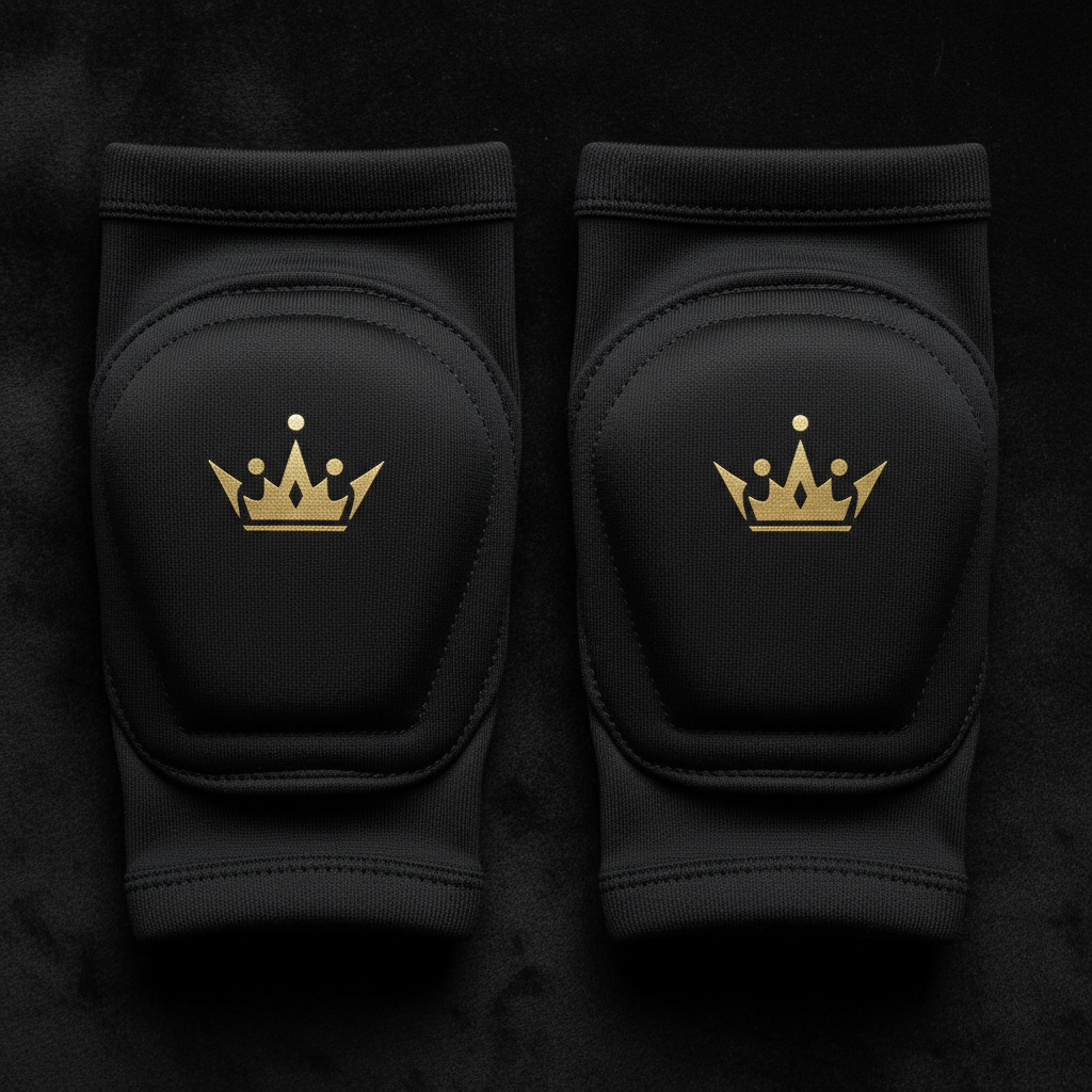 TITAN Volleyball Knee Pad Sleeves Crown Edition matte black gold crown logo integrated foam padding compression pair