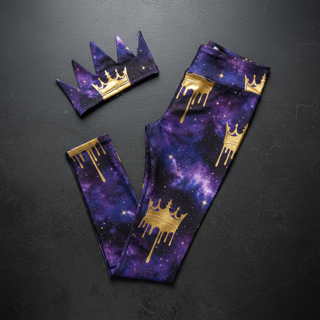 TITAN Kids Galaxy Crown Leggings flat lay
