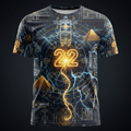 TITAN Men's Tee — Master Number 22 navy gold sacred geometry master builder design