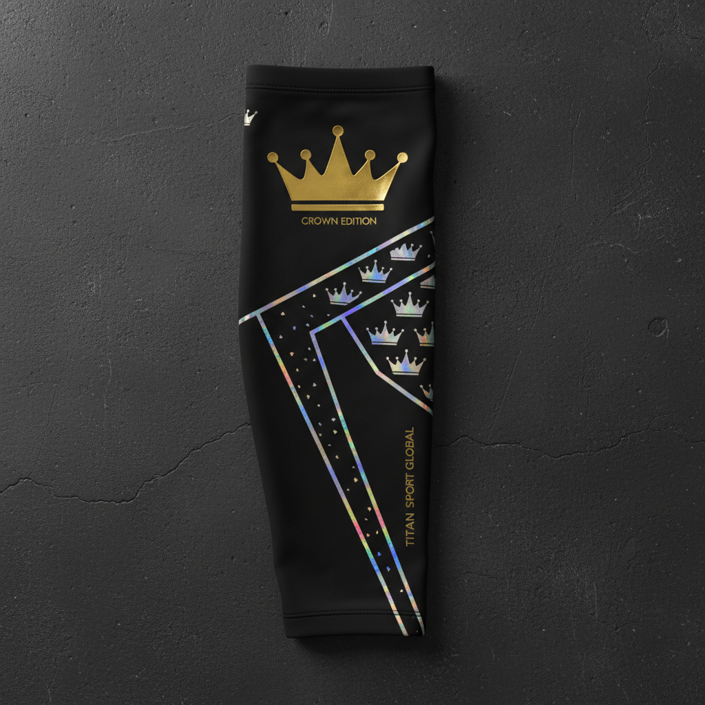 TITAN Crown Edition Baseball Compression Arm Sleeve Matte Black Gold