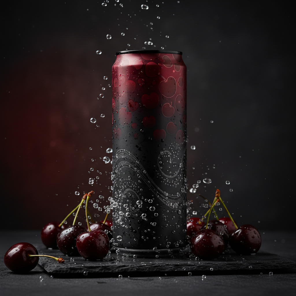 TITAN Protein Sparkling Water – Black Cherry, premium product photography