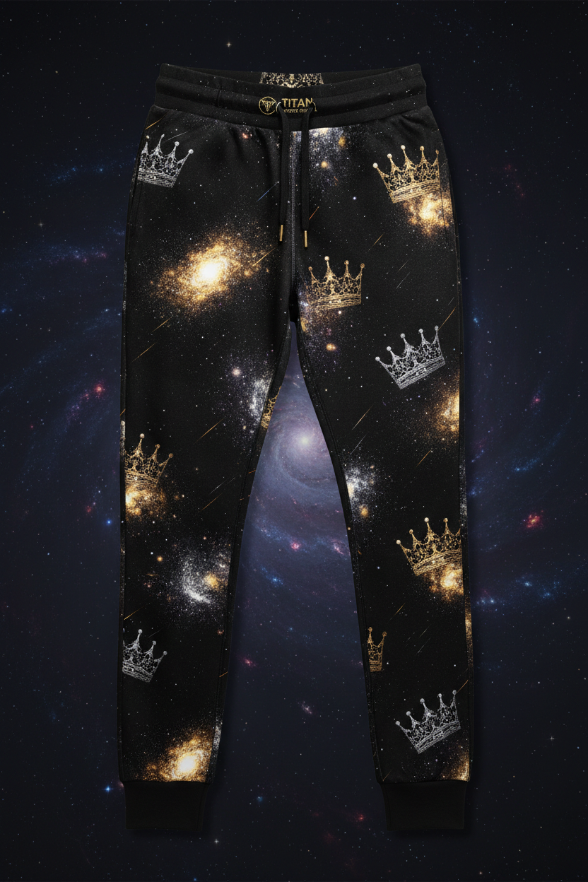 TITAN Women's Cosmic Burst Crown Joggers flat lay Galaxy SWAG Edition