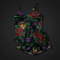 TITAN Crown Edition Tattoo Art Women's Lounge Cami Set - bold colorful tattoo artwork on matte black satin fabric