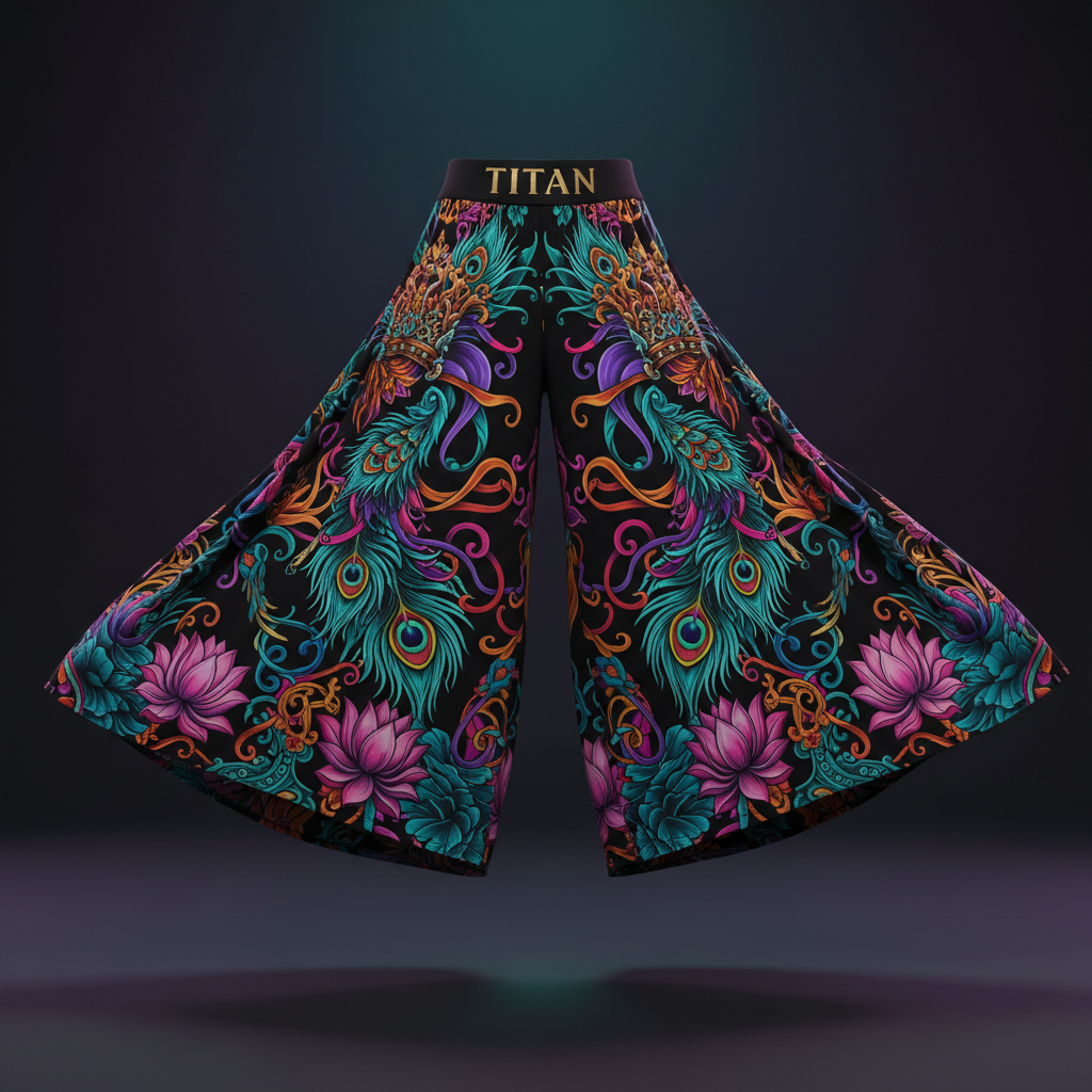 TITAN Women's Palazzo Pants - Crown Edition tattoo-style artwork