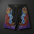 TITAN Crown Edition Tattoo Art Men's Lounge Jogger Shorts - bold colorful tattoo artwork on matte black fabric
