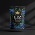 TITAN Organic Dried Blueberries — No Sugar Added, Crown Edition tattoo-style artwork