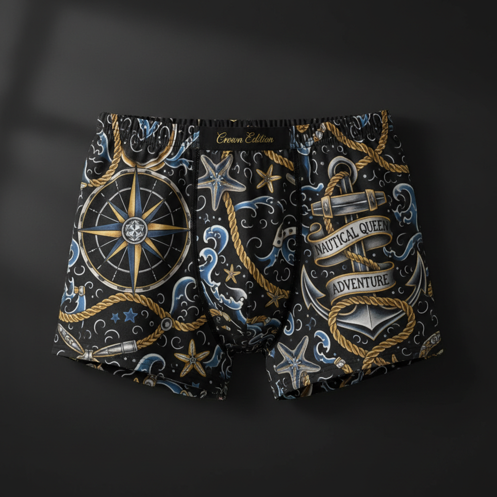TITAN Women's Cozy Boxer Shorts Nautical Queen Crown Edition