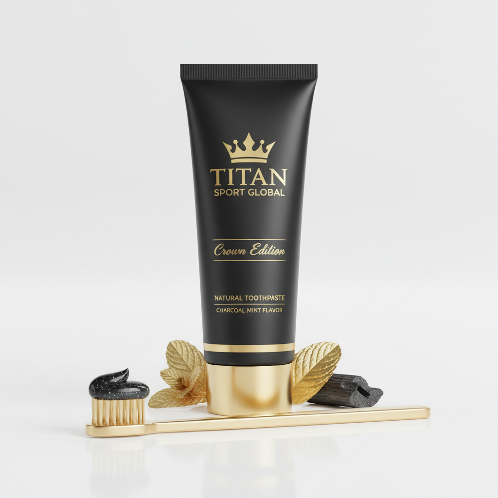 TITAN Crown Edition Charcoal Mint Natural Toothpaste — matte black tube