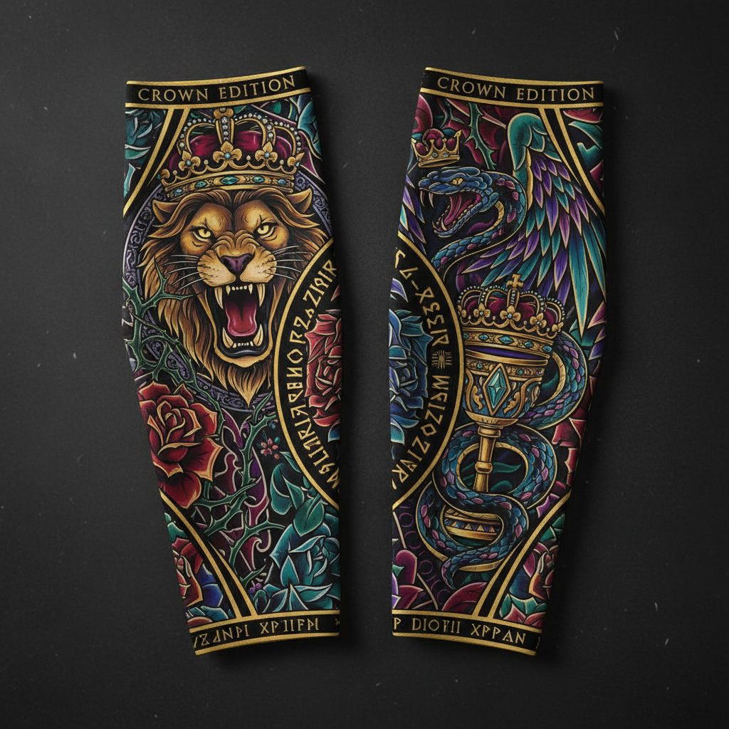 TITAN Crown Edition Tattoo Art Compression Calf Sleeves