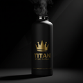 TITAN Pool Water Bottle Blackout Crown — matte black with gold crown logo