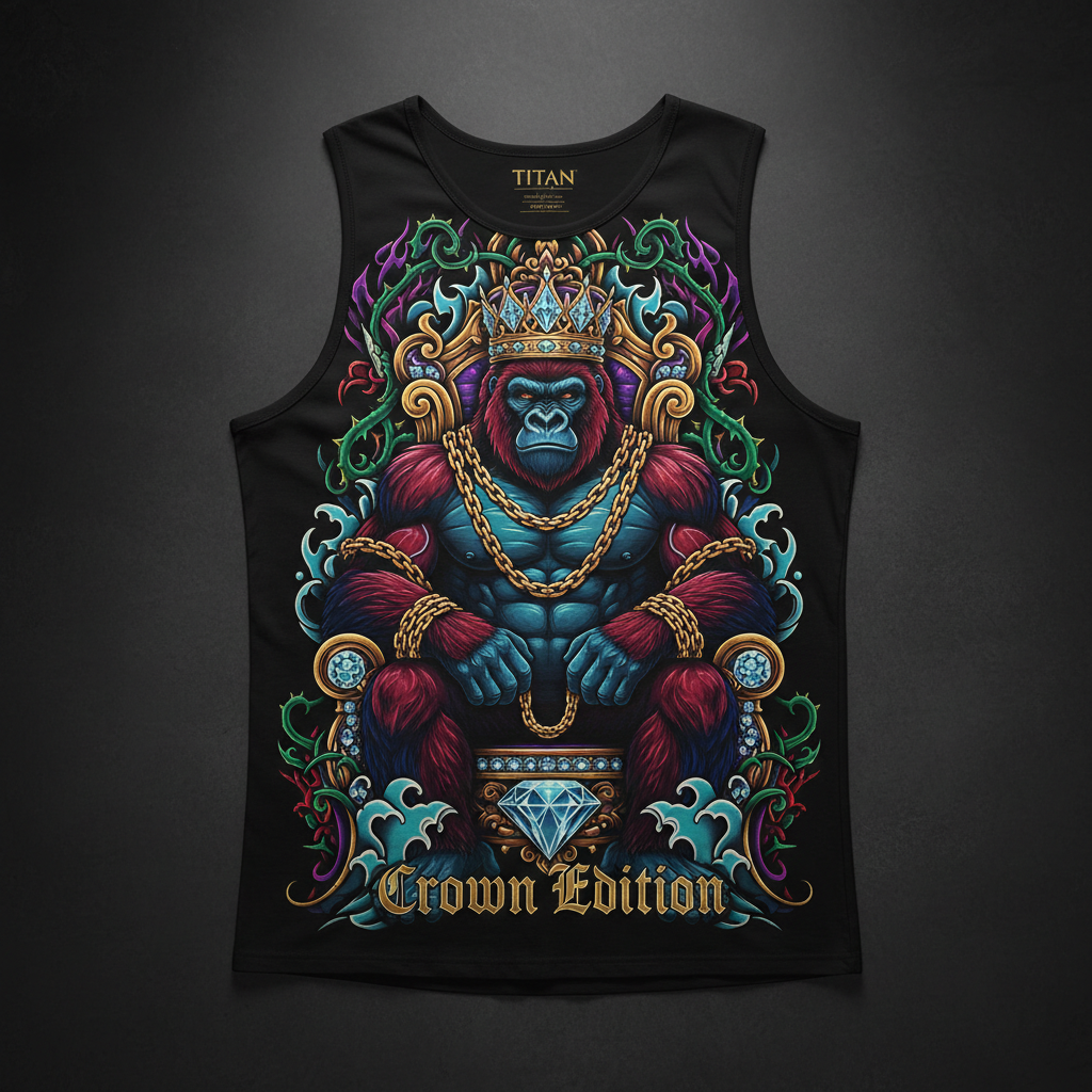 TITAN Men's Muscle Tee - Gorilla King Crown Edition Design