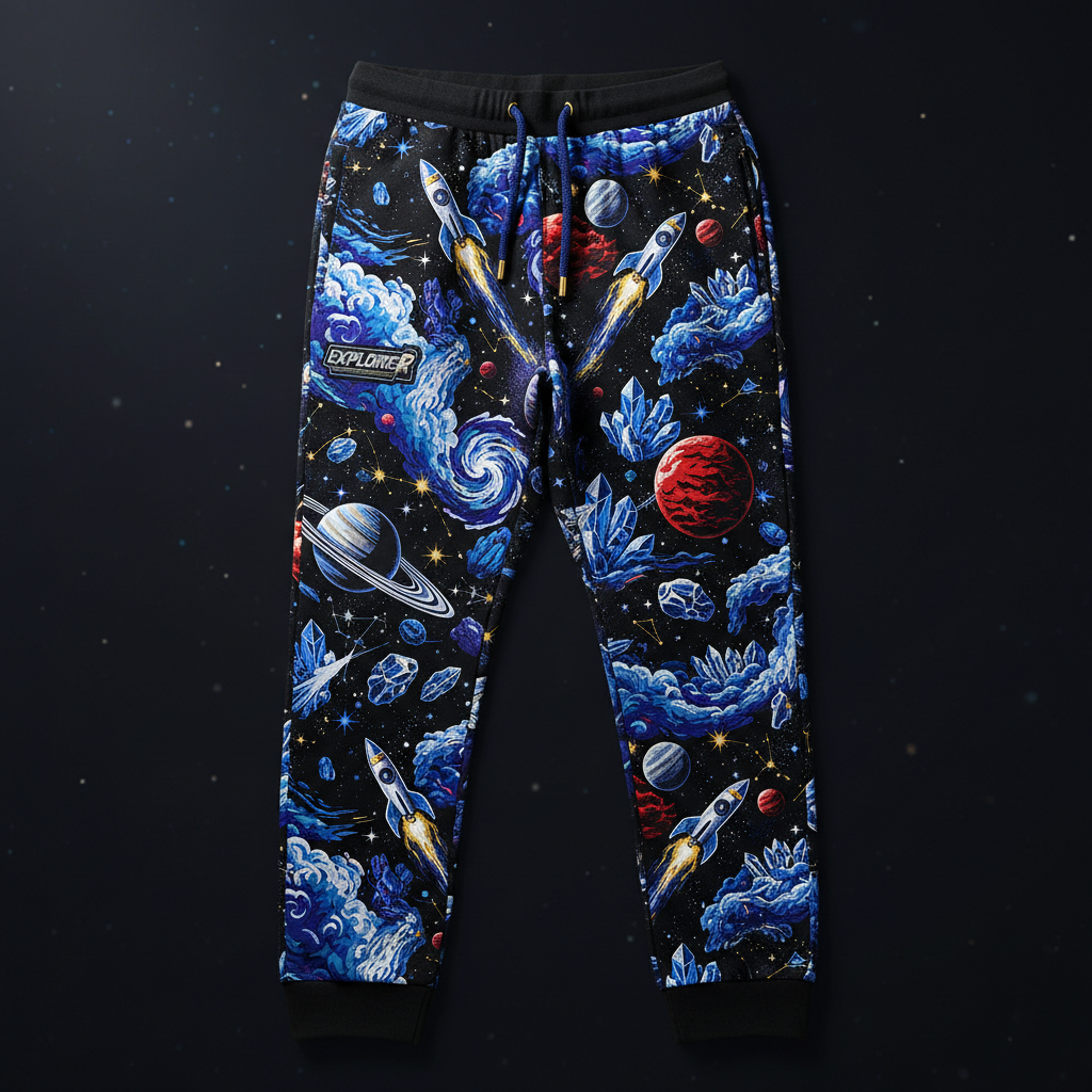 TITAN Men's Athletic Joggers — Deep Space cosmic navy and gold design
