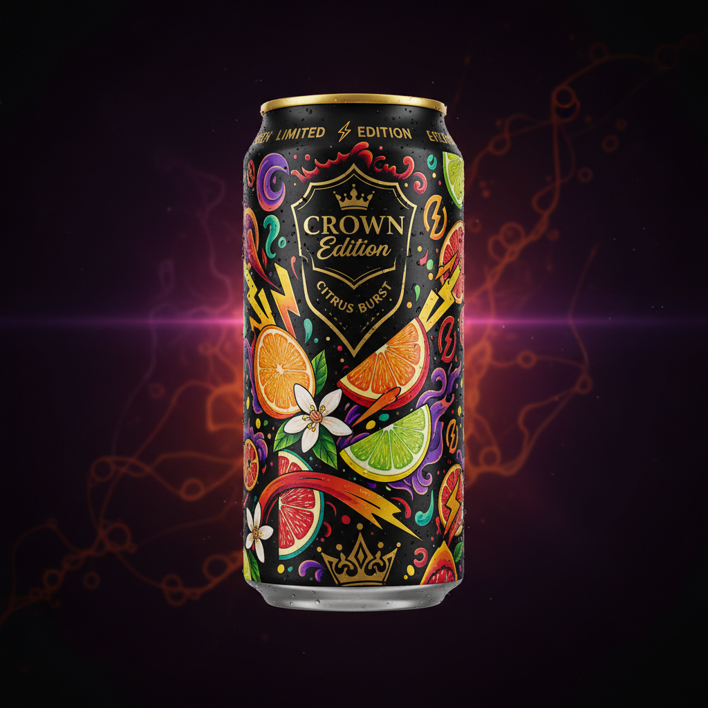 TITAN Protein Energy Drink Citrus Burst — Crown Edition bold tattoo-style artwork