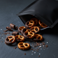 TITAN Protein Pretzel Bites – Dark Chocolate Dipped, premium product photography