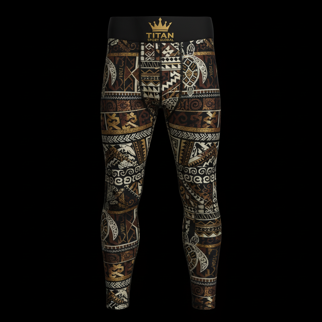 TITAN Polynesian Tapa Cloth Compression Tights Crown Edition