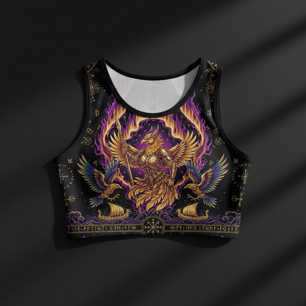 TITAN Valkyrie Phoenix Women's Crop Top — Crown Edition flat lay