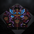 TITAN Crown Edition Tattoo Art Men's Lounge Zip-Up Sweatshirt - bold colorful tattoo artwork on matte black fleece