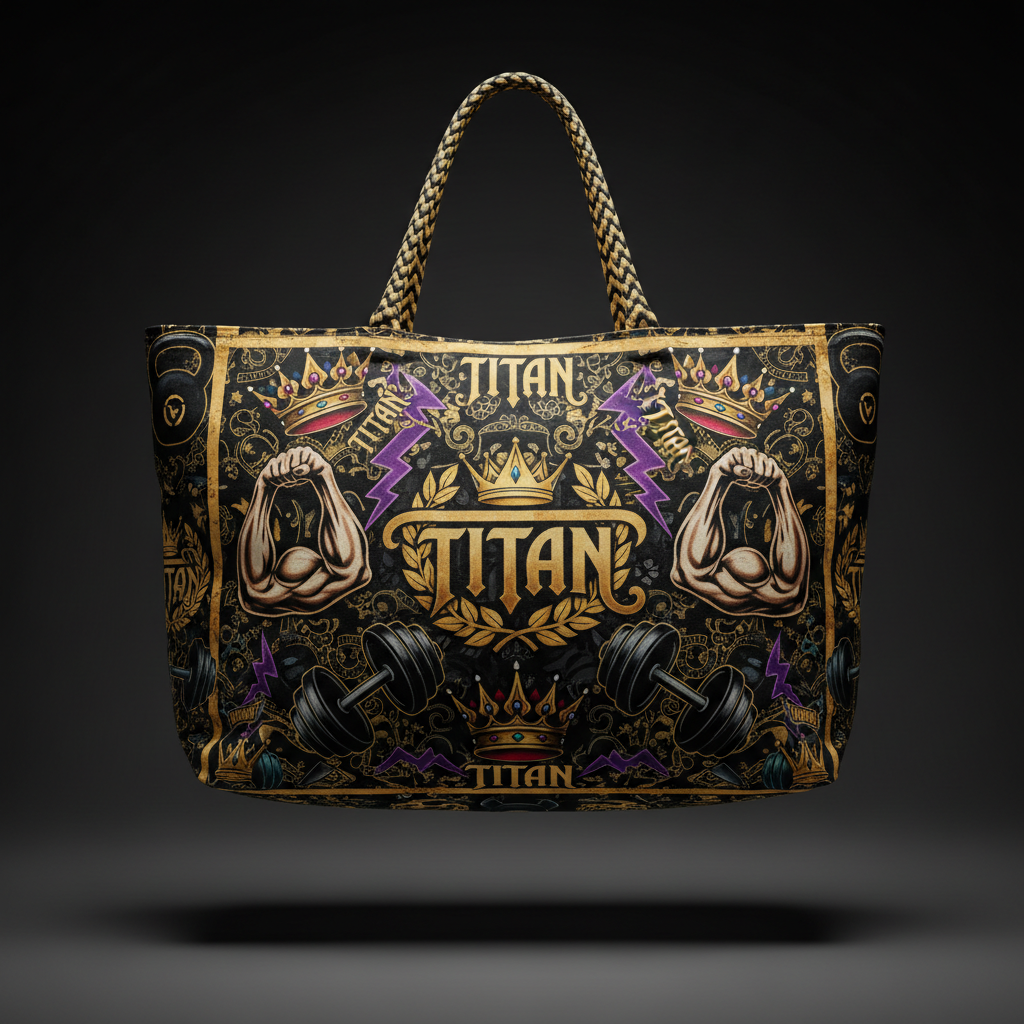 TITAN Athlete Tote Bag — Crown Edition bold tattoo-style artwork