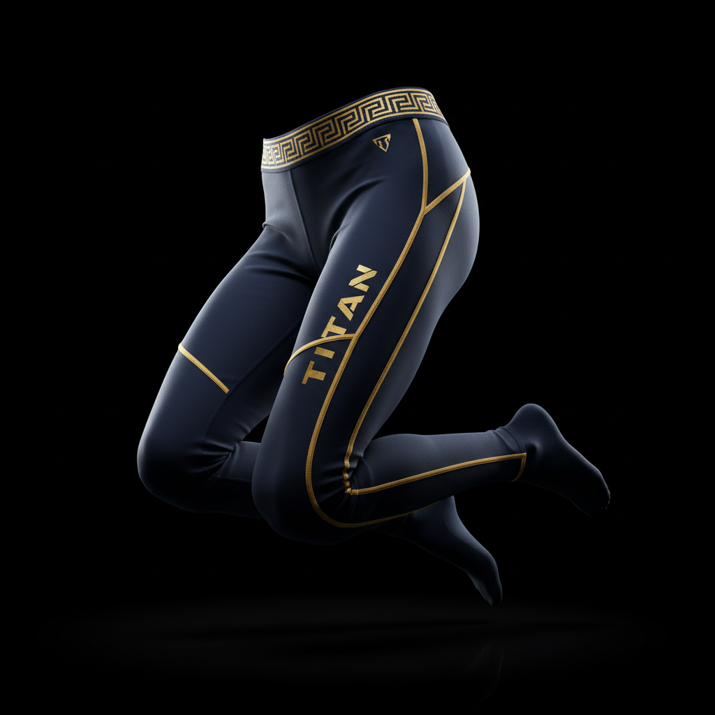 TITAN compression leggings in navy blue with gold trim - elite edition