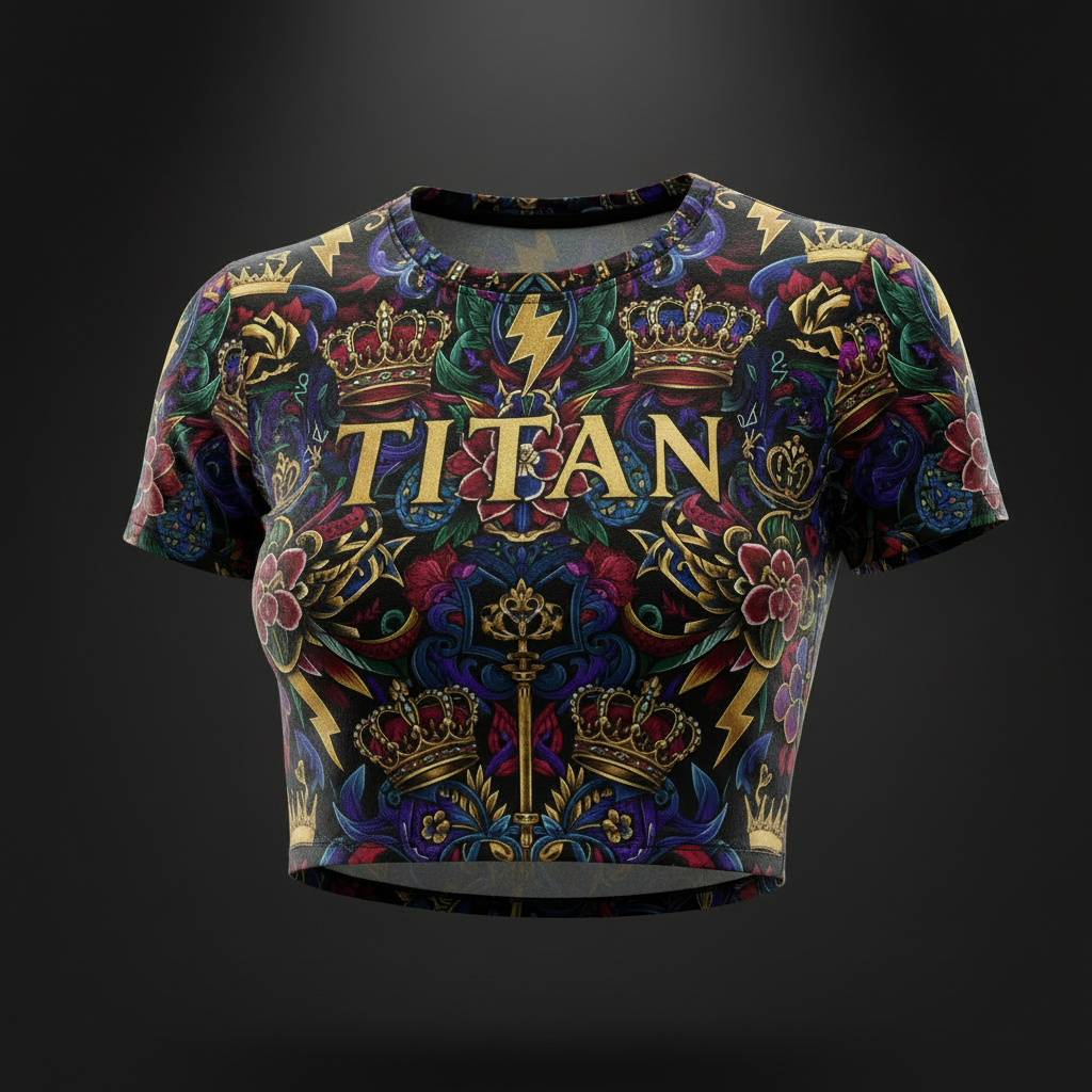 TITAN Women's Fitted Crop Tee Crown Edition - Chest Detail