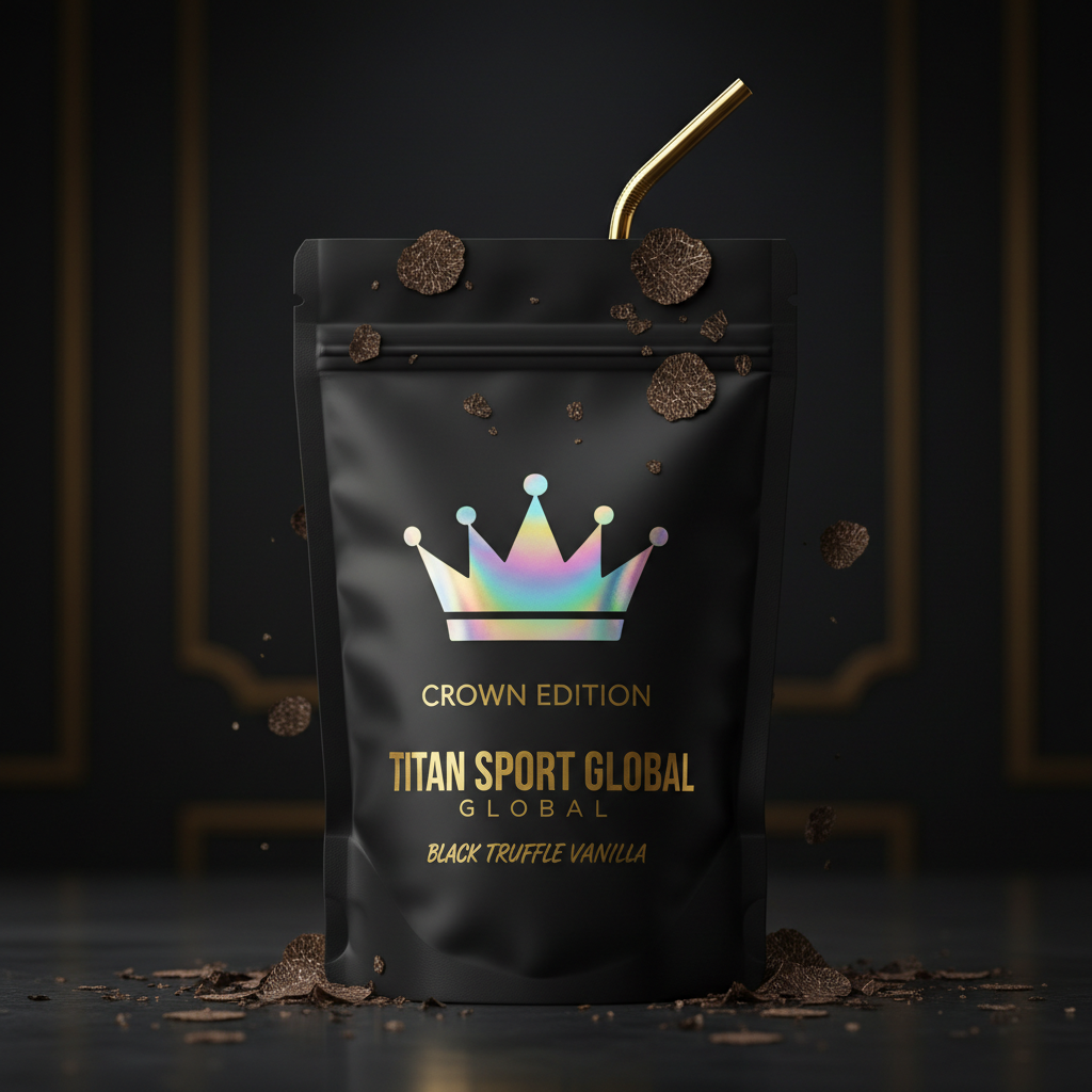 Crown Edition Protein Shake Pouch Black Truffle Vanilla — holographic Crown Edition pouch