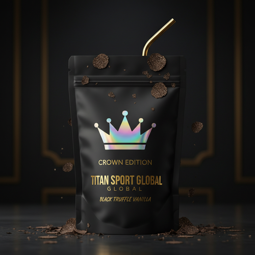 Crown Edition Protein Shake Pouch Black Truffle Vanilla — holographic Crown Edition pouch