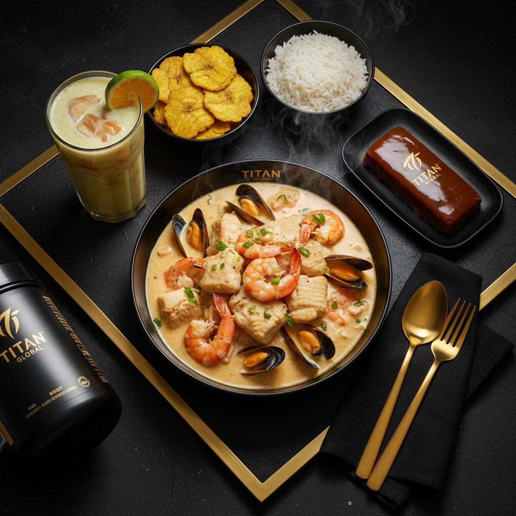TITAN Crown Colombian Cazuela de Mariscos high-protein fish weekly monthly meal plan bundle