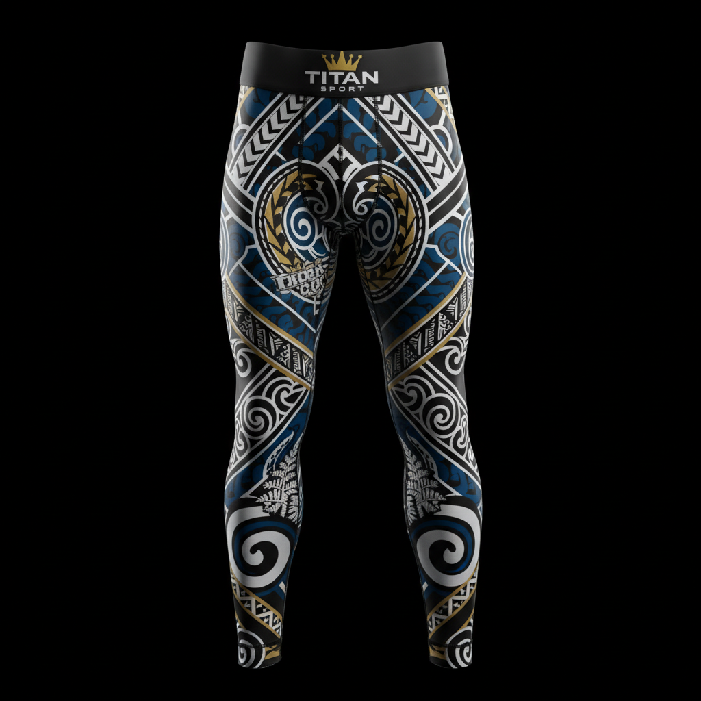 TITAN Maori Ocean Wave Compression Tights Crown Edition