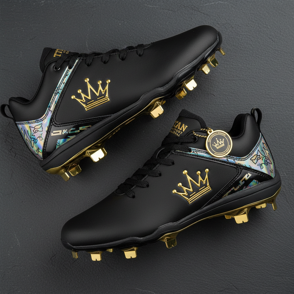 TITAN Crown Edition Baseball Cleats Matte Black Gold