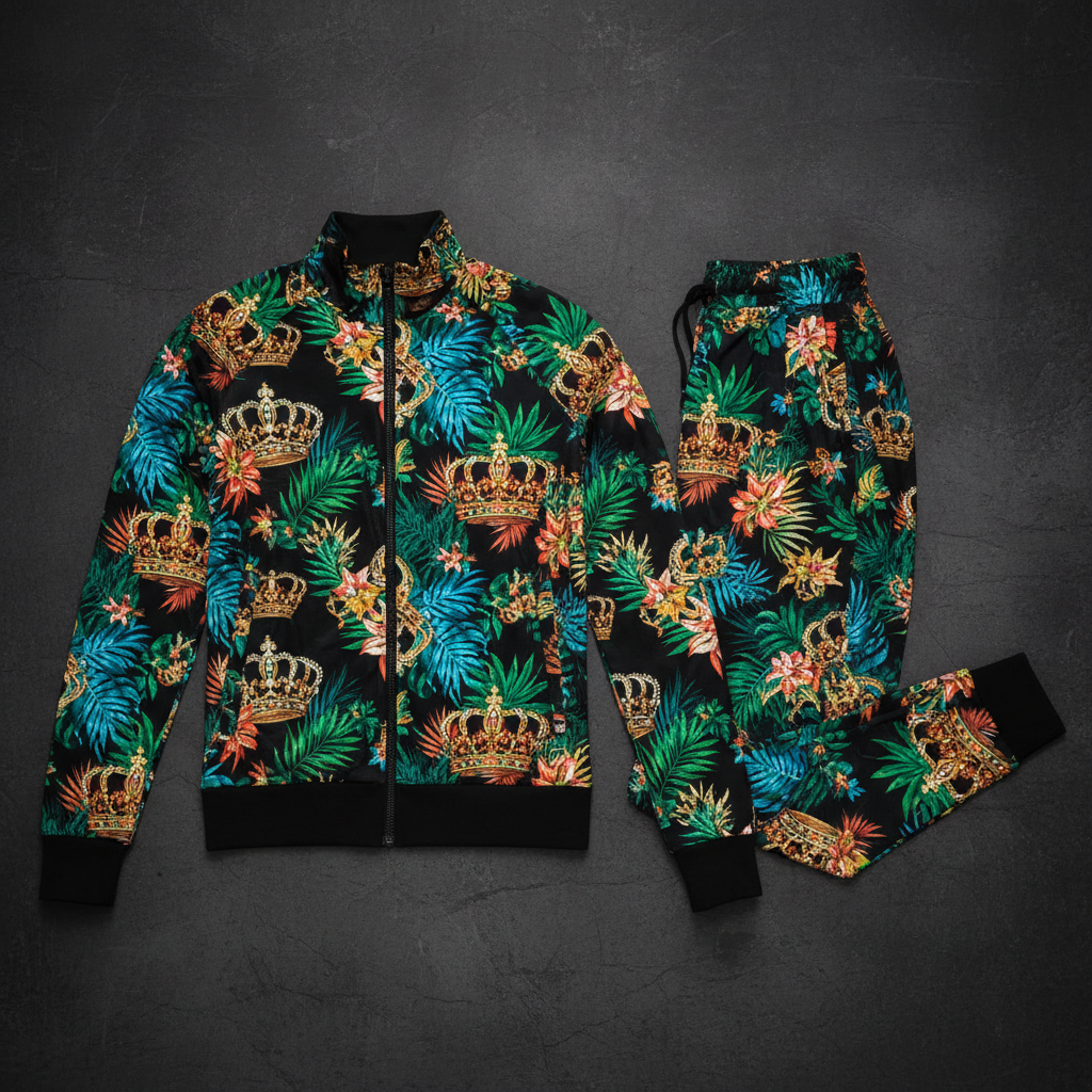 TITAN Women's Tropical Crown Tracksuit matching set flat lay
