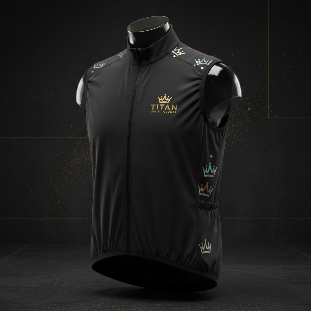 TITAN Crown Edition Cycling Gilet Wind Vest Matte Black Gold