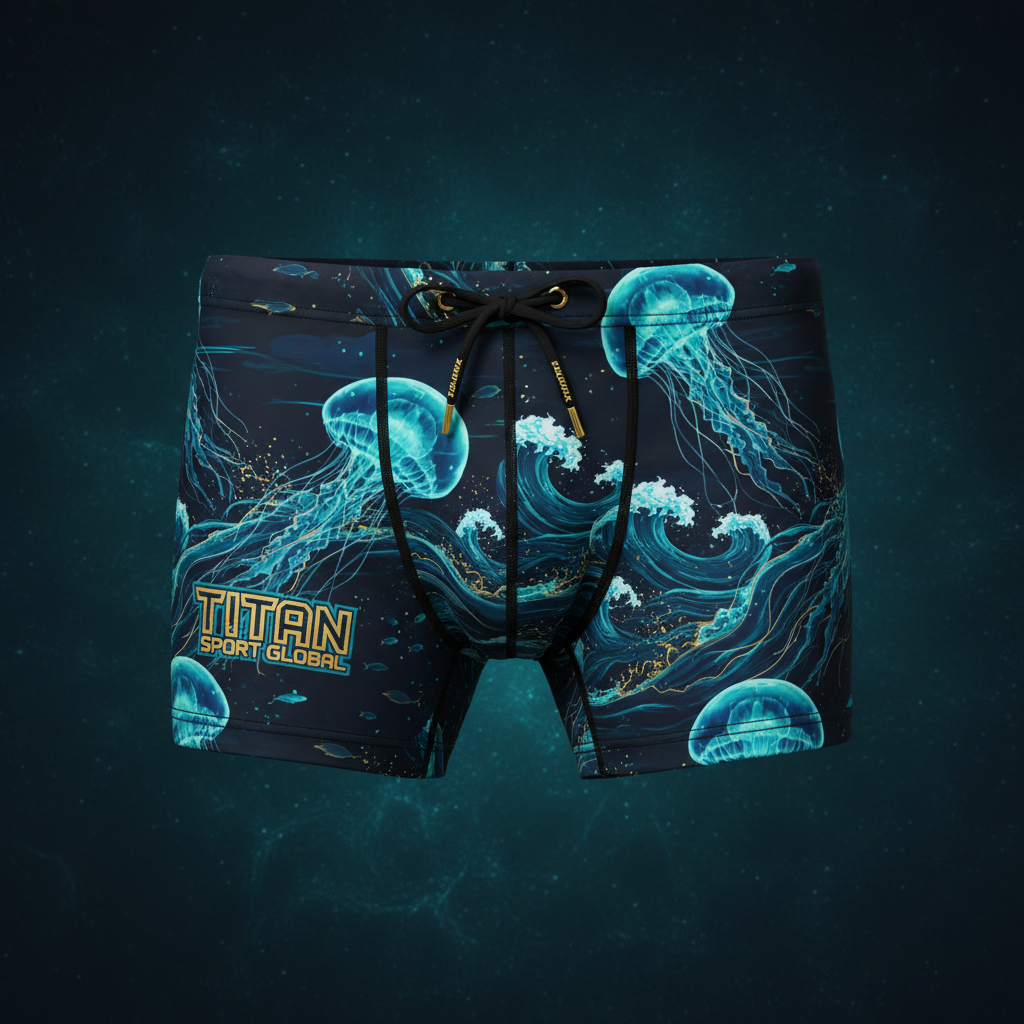 TITAN Swim Briefs — Bioluminescent Deep Ocean Design