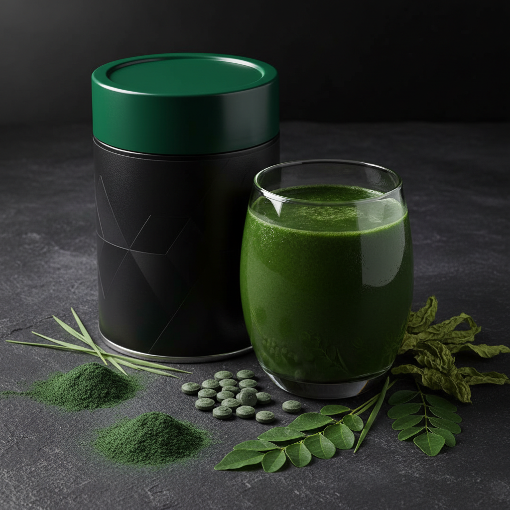 TITAN Superfood Green Protein Powder – Unflavored, premium product photography