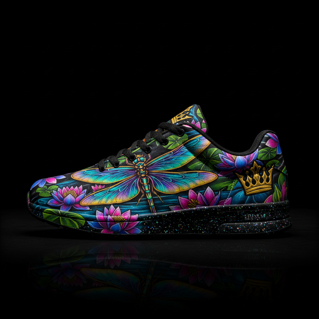 TITAN Crown Edition Color Dragonfly Lotus Women's Training Shoe Color Tattoo Art