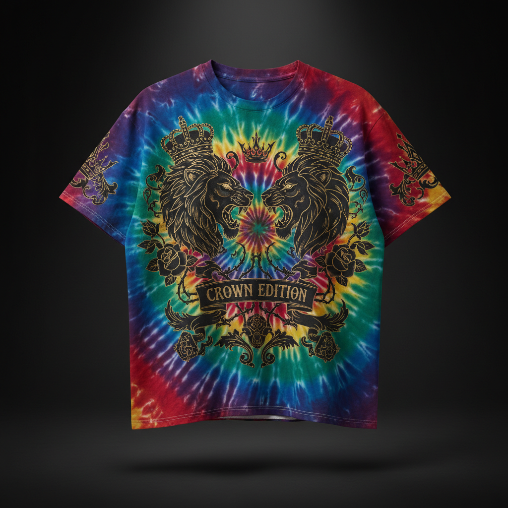 TITAN Premium Tie-Dye Oversized Tee - Crown Edition Jewel Tone Art