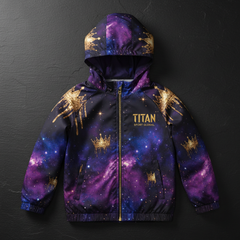 TITAN Kids Galaxy Crown Windbreaker Jacket — Cosmic Royals SWAG Edition