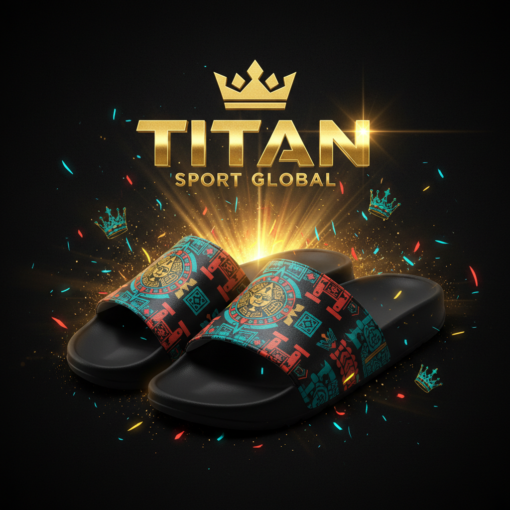TITAN SPORT GLOBAL recovery slides with Aztec crown pattern