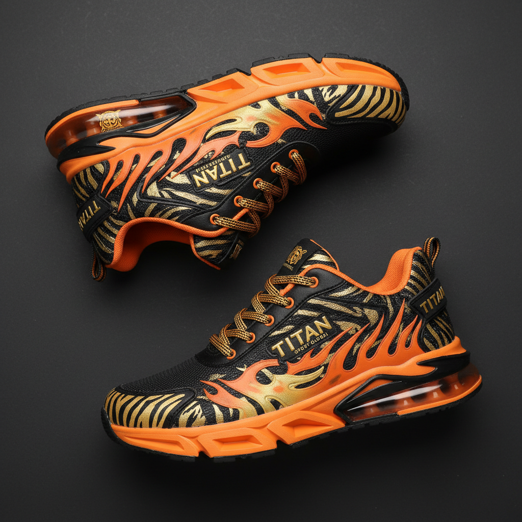 TITAN Men's Tiger Flame Crown Training Shoes flat lay