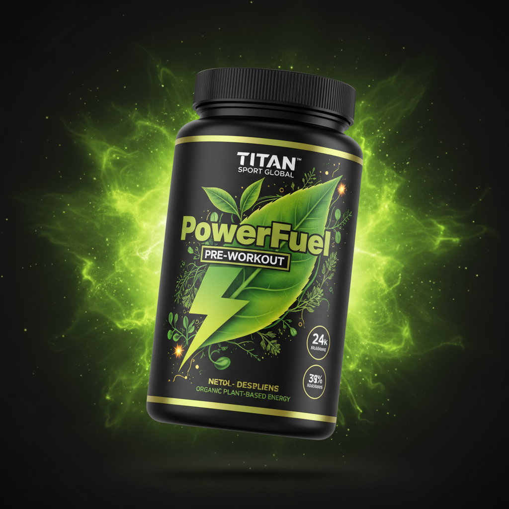 TITAN PowerFuel Pre-Workout - Organic Plant-Based Energy supplement bottle