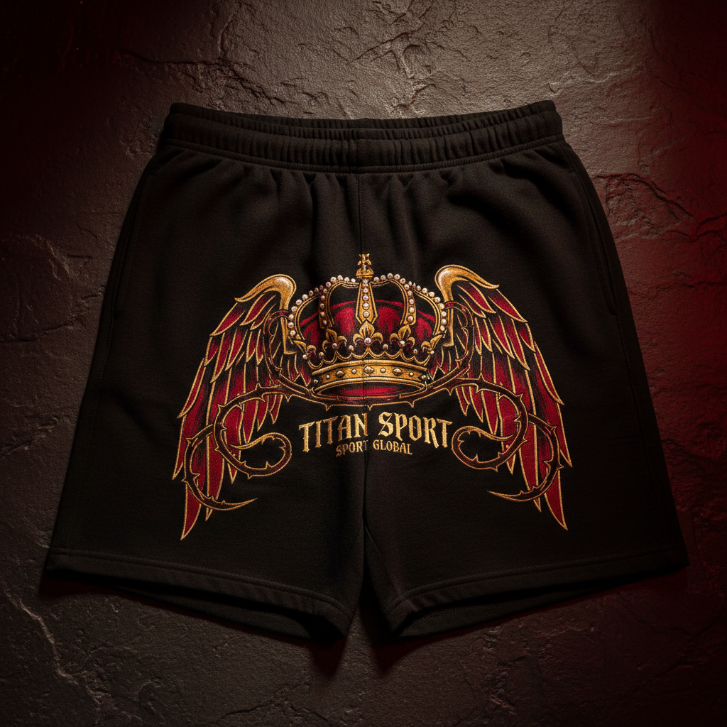 TITAN Men's Crown Edition Lounge Shorts Ruby Red Gold