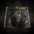 TITAN Crown Edition Men's Grey Wolf Boxer Briefs — Charcoal & Gold