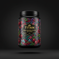 TITAN Vegan Recovery Protein — Tart Cherry, Crown Edition tattoo-style artwork