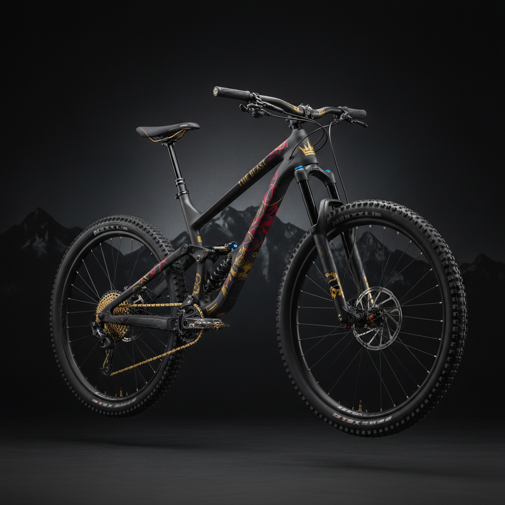 TITAN Crown Edition Mountain Bike THE BEAST — matte black and gold full suspension