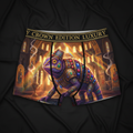TITAN Byzantine Empress Chameleon Women's Cozy Boxer Shorts Crown Edition — chameleon in Byzantine empress armor anime art on matte black