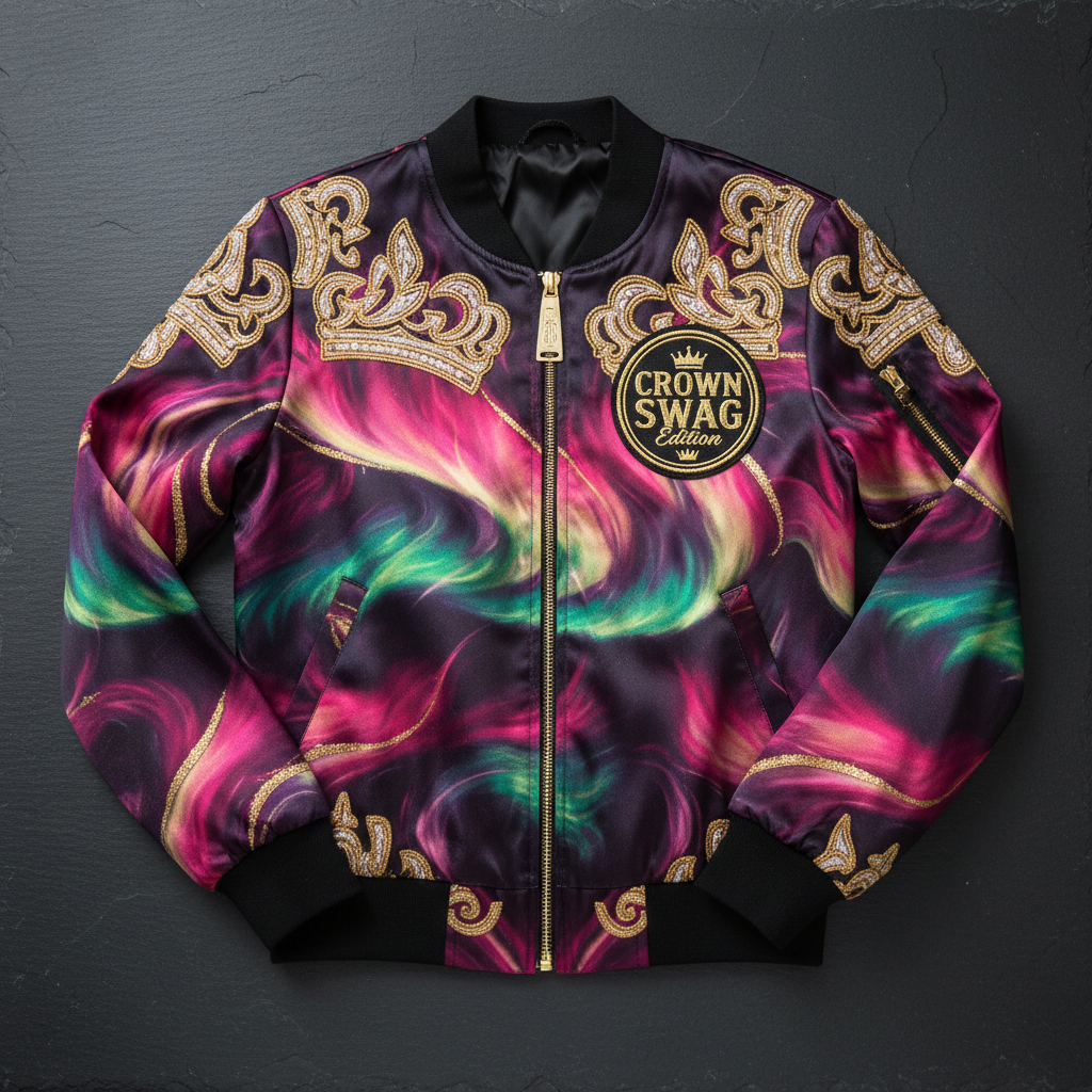 TITAN Women's Aurora Crown Bomber Jacket — Celestial Queen SWAG Edition