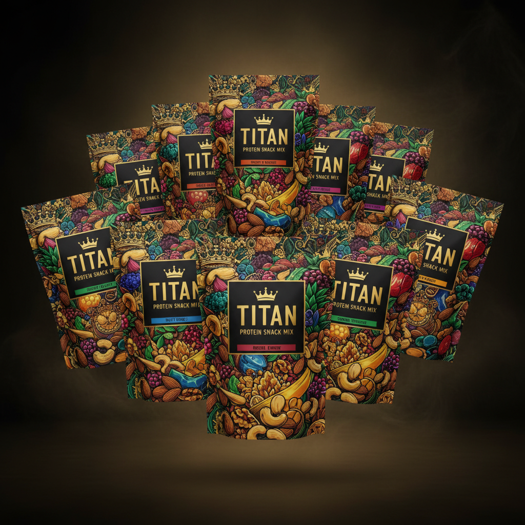 TITAN Protein Snack Mix Variety Pack - Crown Edition tattoo-style artwork