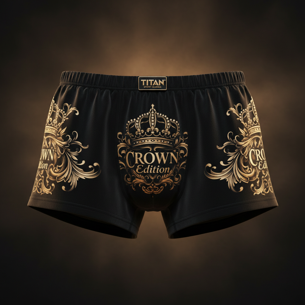 TITAN Women's Cozy Boxer Shorts Crown Edition Champagne Black