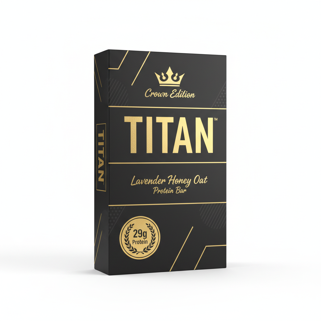 TITAN Lavender Honey Oat Protein Bar Crown Edition packaging